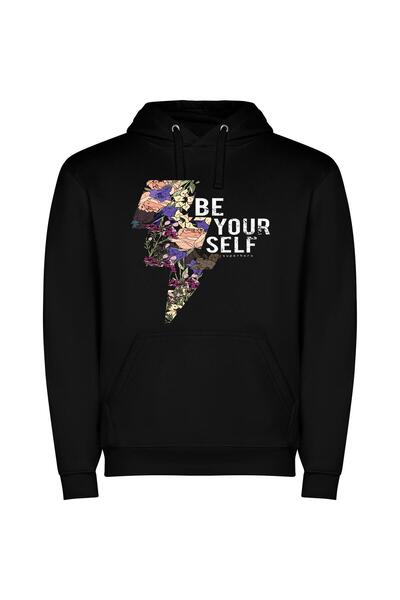 iLovePrints Fleurs of Self-Confidence Φούτερ με κουκούλα σε χρώμα Μαύρο