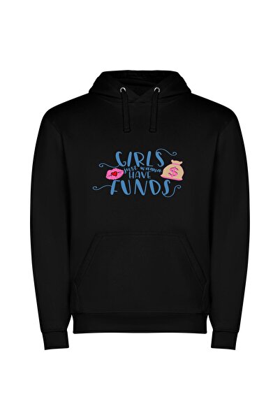 iLovePrints Money & Girls: Fun & Fancy Φούτερ με κουκούλα σε χρώμα Μαύρο