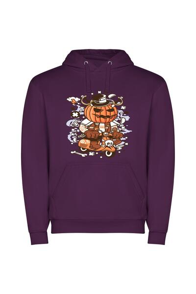 iLovePrints Pumpkin Scooter Spectacle Φούτερ με κουκούλα σε χρώμα Μωβ