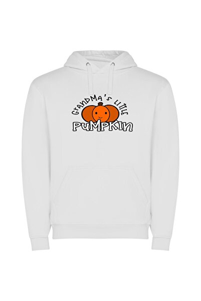 iLovePrints Pumpkin Delightful Halloween Decor Φούτερ με κουκούλα σε χρώμα Λευκό