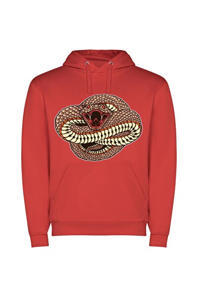 iLovePrints Exquisite Snake Portraits Φούτερ με κουκούλα σε χρώμα Κόκκινο