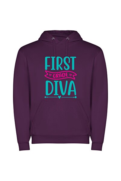 iLovePrints Glamorous Future First Diva Φούτερ με κουκούλα σε χρώμα Μωβ