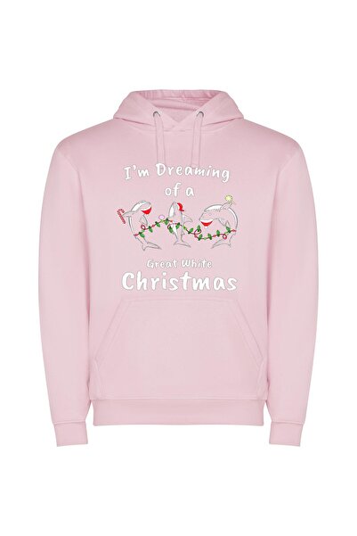 iLovePrints White Christmas Coloring Delights Φούτερ με κουκούλα σε χρώμα Ροζ