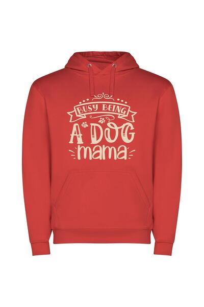 iLovePrints Fur Mama's Whimsical Bliss Φούτερ με κουκούλα σε χρώμα Κόκκινο