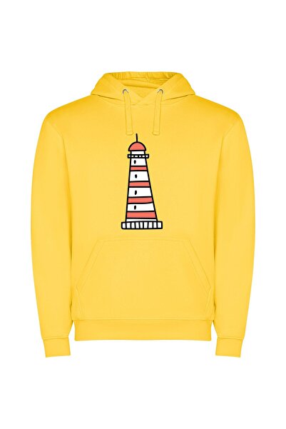 iLovePrints Radiant Lighthouse Beacon Φούτερ με κουκούλα σε χρώμα Κίτρινο