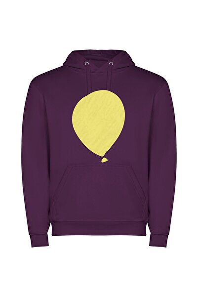 iLovePrints Gilded Yellow Balloon Beauty Φούτερ με κουκούλα σε χρώμα Μωβ