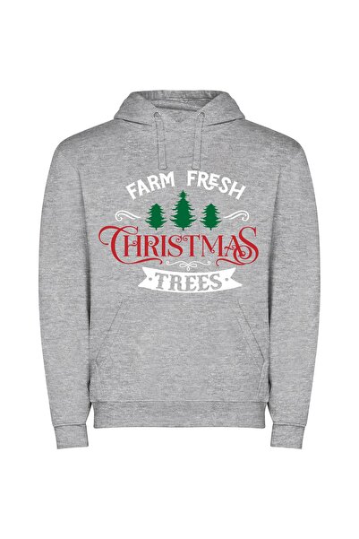 iLovePrints Christmas in Red Green Φούτερ με κουκούλα σε χρώμα Γκρι