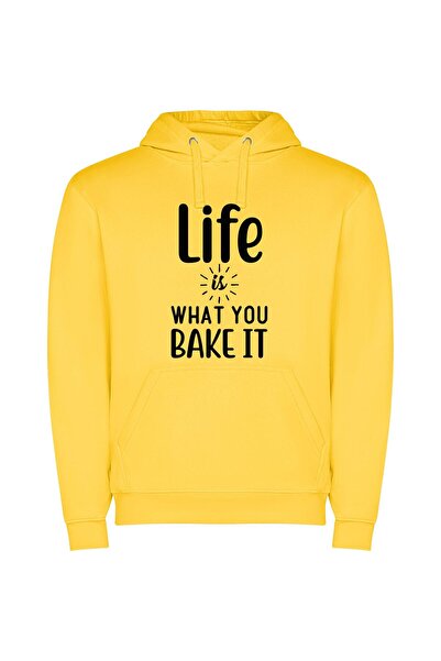 iLovePrints Baking Life's Artful Canvas Φούτερ με κουκούλα σε χρώμα Κίτρινο
