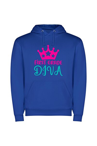 iLovePrints Glamorous Grade Diva Crown Φούτερ με κουκούλα σε χρώμα Μπλε