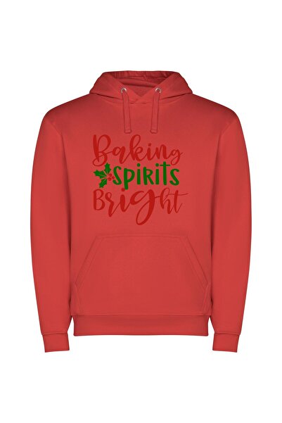 iLovePrints Twinkling Holiday Inspiration Φούτερ με κουκούλα σε χρώμα Κόκκινο