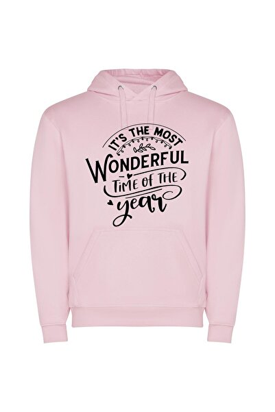 iLovePrints Wonderous Holiday Magic Φούτερ με κουκούλα σε χρώμα Ροζ