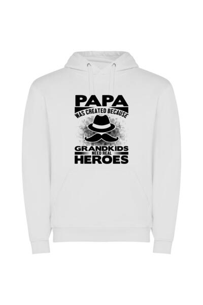 iLovePrints Real Heroic Grandpa Φούτερ με κουκούλα σε χρώμα Λευκό