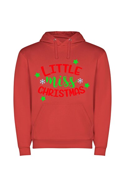 iLovePrints Merry Miss Christmas Delights Φούτερ με κουκούλα σε χρώμα Κόκκινο