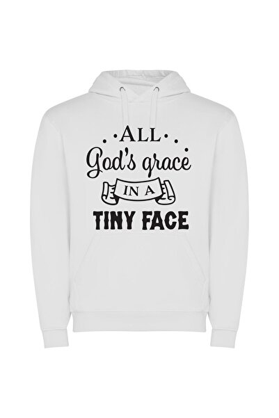 iLovePrints Divine Grace Depicted Perfectly Φούτερ με κουκούλα σε χρώμα Λευκό