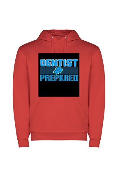 iLovePrints Colorful Dental Dedication Φούτερ με κουκούλα σε χρώμα Κόκκινο
