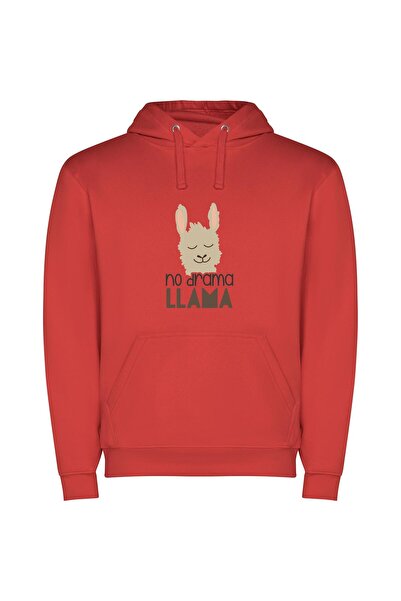 iLovePrints Alluring Llama: Drama-free & Cute Φούτερ με κουκούλα σε χρώμα Κόκ...