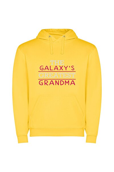 iLovePrints Grandma of the Galaxy Φούτερ με κουκούλα σε χρώμα Κίτρινο