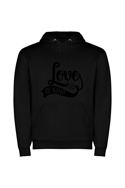 iLovePrints Infinite Love's Kind Features Φούτερ με κουκούλα σε χρώμα Μαύρο