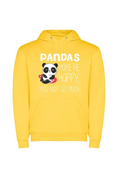 iLovePrints Panda Skater Chic Φούτερ με κουκούλα σε χρώμα Κίτρινο