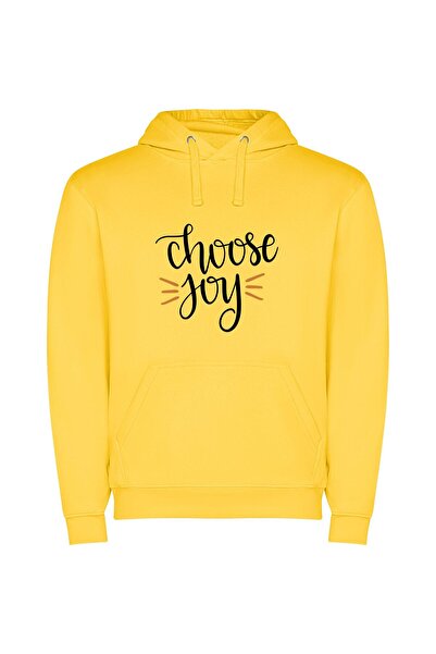 iLovePrints Pure Joyous Handwritten Delight Φούτερ με κουκούλα σε χρώμα Κίτρινο