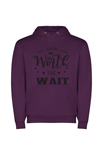 iLovePrints The Wait's Worth It Φούτερ με κουκούλα σε χρώμα Μωβ