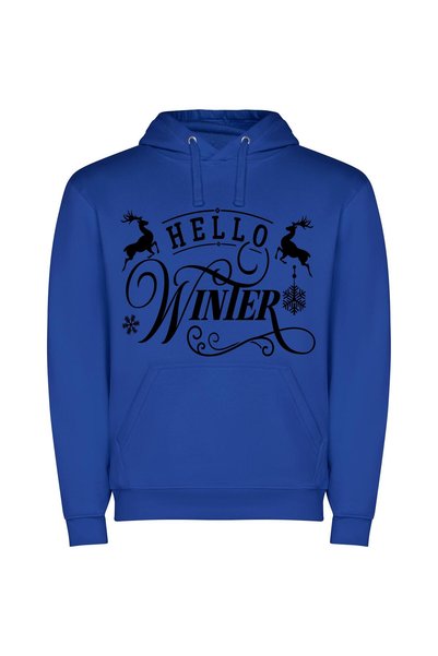iLovePrints Winter Vibes Φούτερ με κουκούλα σε χρώμα Μπλε
