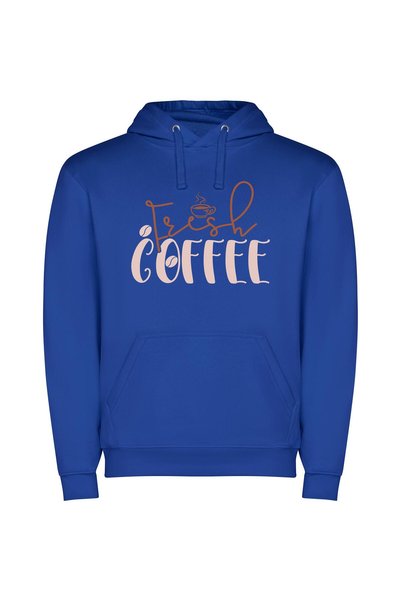 iLovePrints Coffee Bliss: A Visual Delight Φούτερ με κουκούλα σε χρώμα Μπλε