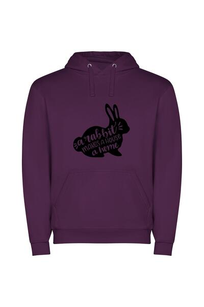 iLovePrints Homesick Hoppy Hare Φούτερ με κουκούλα σε χρώμα Μωβ