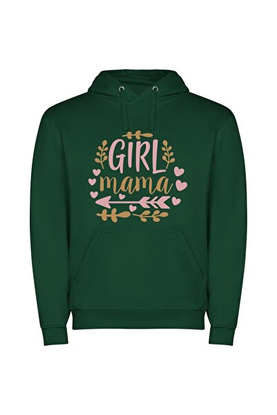 iLovePrints Heartfelt Girl Mama Art Φούτερ με κουκούλα σε χρώμα Πράσινο