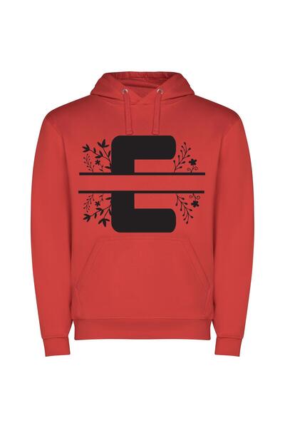 iLovePrints Fleurs F Logo Design Φούτερ με κουκούλα σε χρώμα Κόκκινο