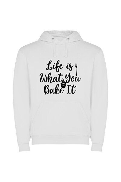 iLovePrints Baking Life's Masterpiece Φούτερ με κουκούλα σε χρώμα Λευκό