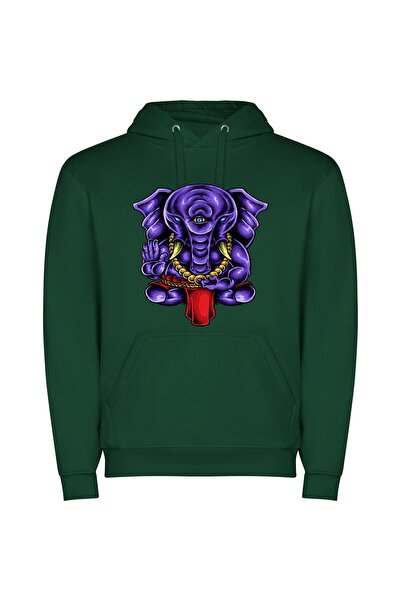 iLovePrints Colorful Ganesha: Majestic Elephant Φούτερ με κουκούλα σε χρώμα Π...
