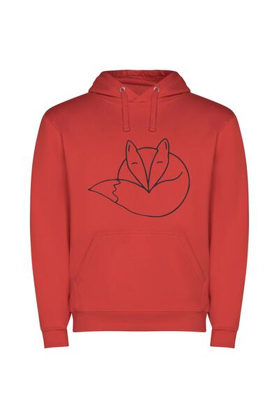 iLovePrints Ink Charmed Fox Φούτερ με κουκούλα σε χρώμα Κόκκινο