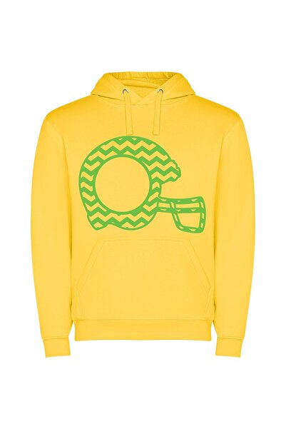iLovePrints Stylish Neon Snail Logo Φούτερ με κουκούλα σε χρώμα Κίτρινο