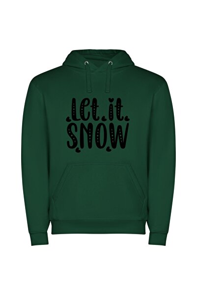 iLovePrints Snowflakes and Winter Glow Φούτερ με κουκούλα σε χρώμα Πράσινο