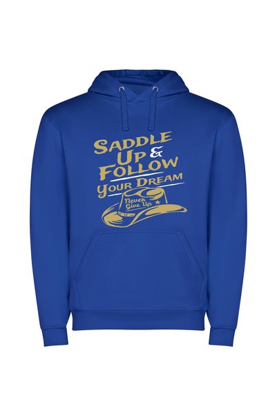iLovePrints Dreams Unleashed: Saddle Up! Φούτερ με κουκούλα σε χρώμα Μπλε