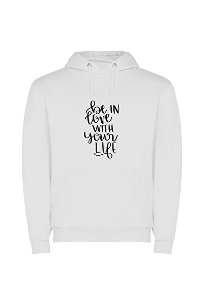 iLovePrints Adore Life's Beautiful Lines Φούτερ με κουκούλα σε χρώμα Λευκό