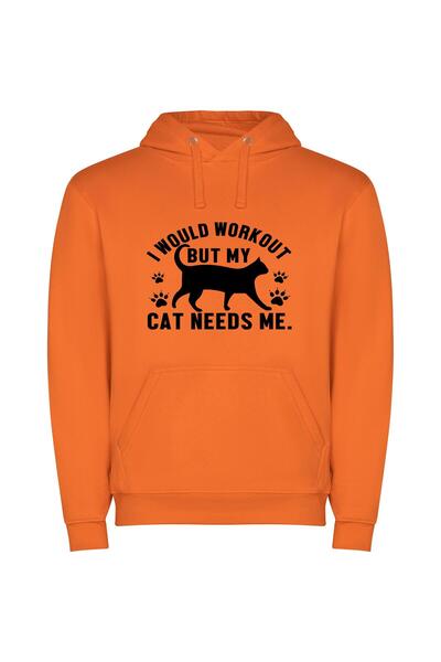 iLovePrints Fit for Feline Fitness Φούτερ με κουκούλα σε χρώμα Πορτοκαλί