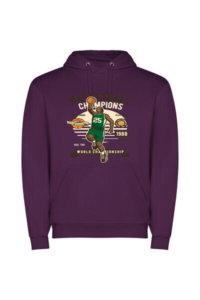 iLovePrints Dunking Shaq: Retro Slam Φούτερ με κουκούλα σε χρώμα Μωβ