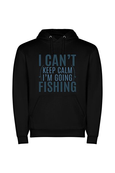 iLovePrints Fishing Blissful Escape: Yah! Φούτερ με κουκούλα σε χρώμα Μαύρο