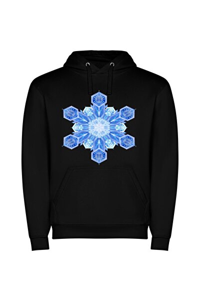 iLovePrints Frozen Fractal Elegance Φούτερ με κουκούλα σε χρώμα Μαύρο