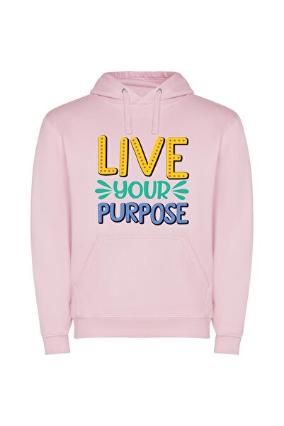 iLovePrints Purpose Pump: Live Life Φούτερ με κουκούλα σε χρώμα Ροζ