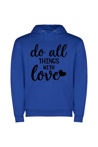 iLovePrints Love in Monochrome Φούτερ με κουκούλα σε χρώμα Μπλε