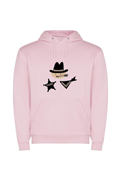iLovePrints Western Noir's Hat Scout Φούτερ με κουκούλα σε χρώμα Ροζ