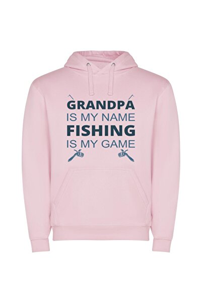 iLovePrints Glamorous Fishing Grandad Φούτερ με κουκούλα σε χρώμα Ροζ