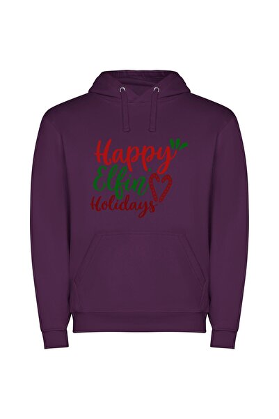 iLovePrints Enchanting Elf-Punk Holiday Φούτερ με κουκούλα σε χρώμα Μωβ