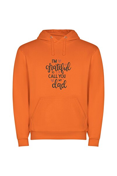 iLovePrints My Grateful Daddy Connection Φούτερ με κουκούλα σε χρώμα Πορτοκαλί