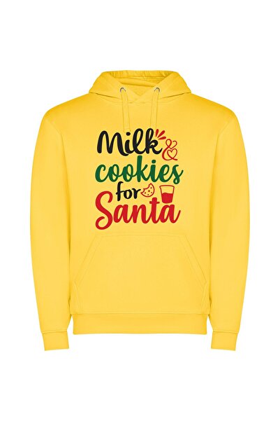 iLovePrints Festive Santa's Cookie Delight Φούτερ με κουκούλα σε χρώμα Κίτρινο