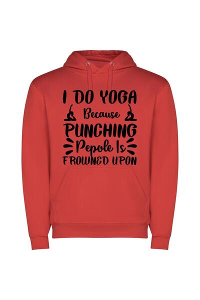 iLovePrints Profound Yoga, Panic-Free Φούτερ με κουκούλα σε χρώμα Κόκκινο