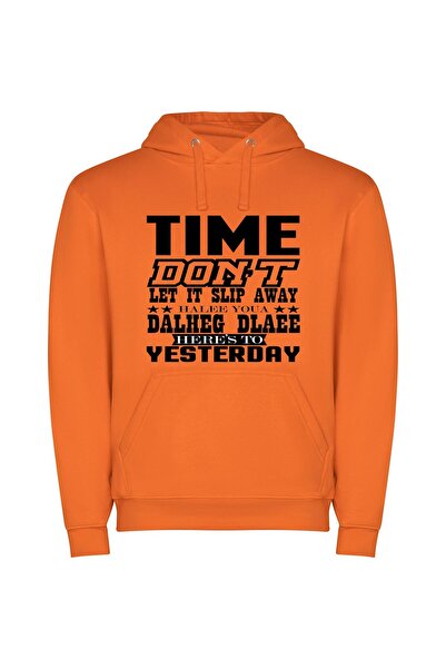 iLovePrints Time Blame, Delete, Enes Φούτερ με κουκούλα σε χρώμα Πορτοκαλί